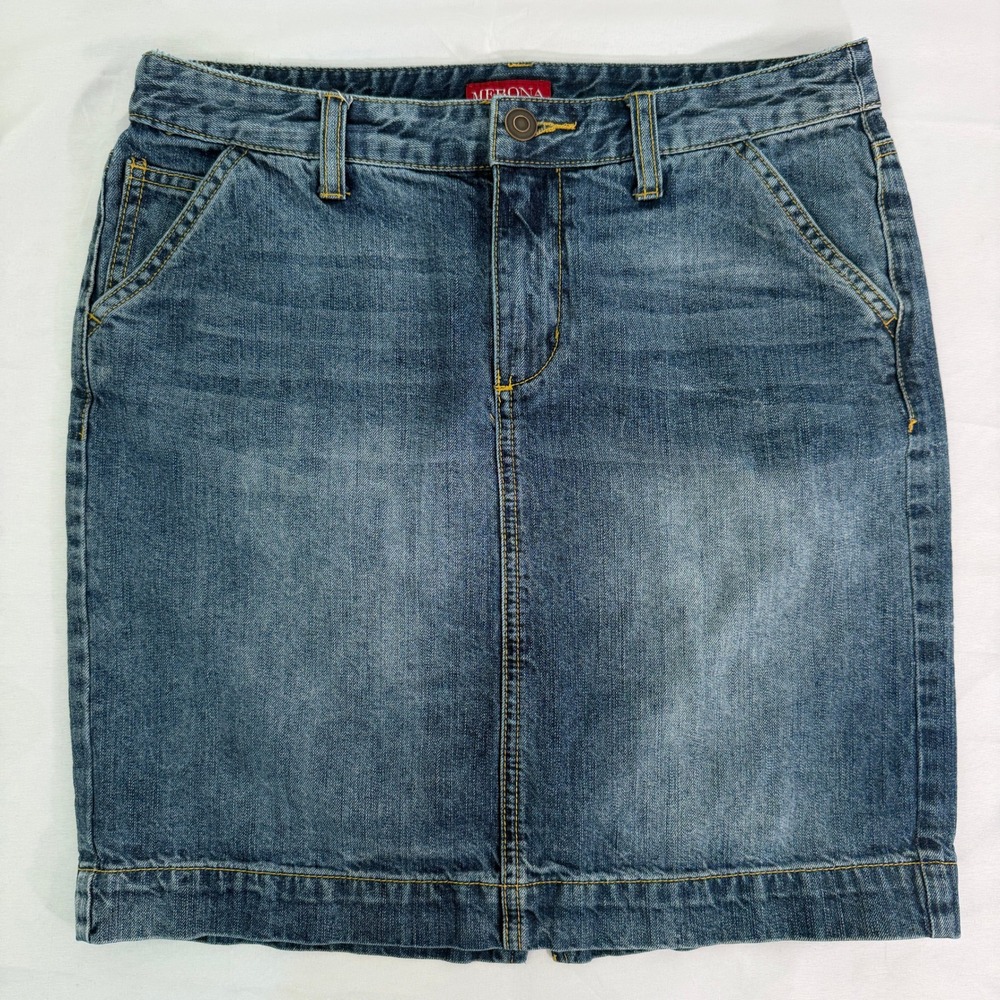 Merona Womens Blue Denim Mini Skirt Size 6 Medium Wash 100% Cotton Casual